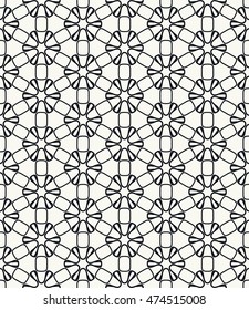 Seamless line pattern in arabian style. Contemporary graphic design. Endless hexagon texture for wallpaper, pattern fills, web page background. Monochrome geometric ornament. Tribal ethnic pattern