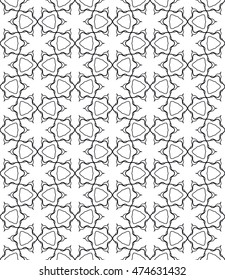 Seamless line pattern in arabian style. Contemporary graphic design. Endless hexagon texture for wallpaper, pattern fills, web page background. Monochrome geometric ornament. Tribal ethnic pattern