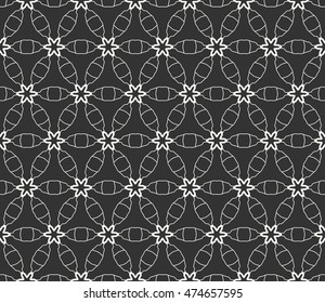 Seamless line pattern in arabian style. Contemporary graphic design. Endless hexagon texture for wallpaper, pattern fills, web page background. Monochrome geometric ornament. Tribal ethnic pattern
