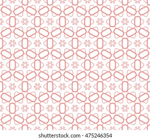 Seamless line pattern in arabian style. Contemporary graphic design. Endless hexagon texture for wallpaper, pattern fills, web page background. Pink and white geometric ornament. Tribal ethnic pattern