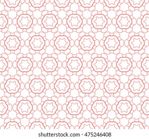 Seamless line pattern in arabian style. Contemporary graphic design. Endless hexagon texture for wallpaper, pattern fills, web page background. Pink and white geometric ornament. Tribal ethnic pattern