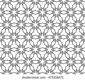 Seamless line pattern in arabian style. Contemporary graphic design. Endless hexagon texture for wallpaper, pattern fills, web page background. Monochrome geometric ornament. Tribal ethnic pattern