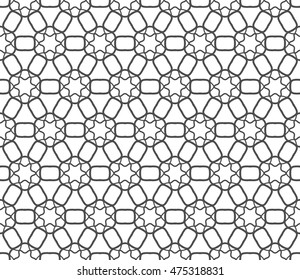 Seamless line pattern in arabian style. Contemporary graphic design. Endless hexagon texture for wallpaper, pattern fills, web page background. Monochrome geometric ornament. Tribal ethnic pattern
