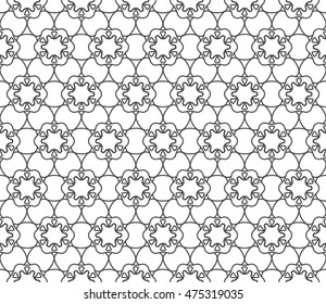 Seamless line pattern in arabian style. Contemporary graphic design. Endless hexagon texture for wallpaper, pattern fills, web page background. Monochrome geometric ornament. Tribal ethnic pattern
