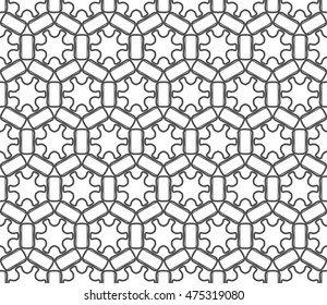 Seamless line pattern in arabian style. Contemporary graphic design. Endless hexagon texture for wallpaper, pattern fills, web page background. Monochrome geometric ornament. Tribal ethnic pattern