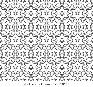 Seamless line pattern in arabian style. Contemporary graphic design. Endless hexagon texture for wallpaper, pattern fills, web page background. Monochrome geometric ornament. Tribal ethnic pattern