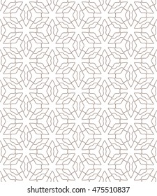 Seamless line pattern in arabian style. Contemporary graphic design. Endless hexagon texture for wallpaper, pattern fills, web page background. Monochrome geometric ornament. Tribal ethnic pattern