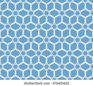 Seamless line pattern in arabian style. Contemporary graphic design. Endless hexagon texture for wallpaper pattern fills, web page background. Monochrome blue geometric ornament. Tribal ethnic pattern