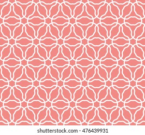 Seamless line pattern in arabian style. Contemporary graphic design. Endless hexagon texture for wallpaper pattern fills, web page background. Monochrome pink geometric ornament. Tribal ethnic pattern