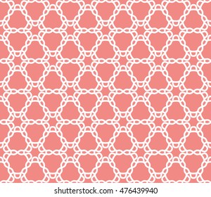 Seamless line pattern in arabian style. Contemporary graphic design. Endless hexagon texture for wallpaper pattern fills, web page background. Monochrome pink geometric ornament. Tribal ethnic pattern