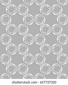 Seamless line pattern in arabian style, white and gray geometric background. Interlacing linear texture. Tribal ethnic ornament, arabic, indian, turkish decor