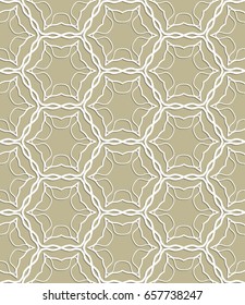Seamless line pattern in arabian style, golden brown and white geometric background. Interlacing linear texture. Tribal ethnic ornament, arabic, indian, turkish decor