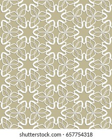Seamless line pattern in arabian style, golden brown and white geometric background. Interlacing linear texture. Tribal ethnic ornament, arabic, indian, turkish decor