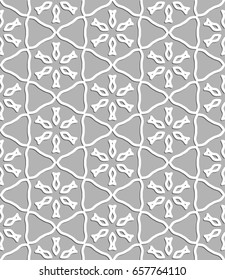 Seamless line pattern in arabian style, white and gray geometric background. Interlacing linear texture. Tribal ethnic ornament, arabic, indian, turkish decor