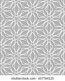 Seamless line pattern in arabian style, white and gray geometric background. Interlacing linear texture. Tribal ethnic ornament, arabic, indian, turkish decor