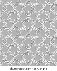 Seamless line pattern in arabian style, white and gray geometric background. Interlacing linear texture. Tribal ethnic ornament, arabic, indian, turkish decor