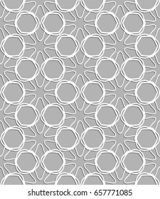Seamless line pattern in arabian style, white and gray geometric background. Interlacing linear texture. Tribal ethnic ornament, arabic, indian, turkish decor