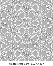 Seamless line pattern in arabian style, white and gray geometric background. Interlacing linear texture. Tribal ethnic ornament, arabic, indian, turkish decor