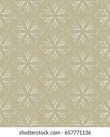 Seamless line pattern in arabian style, golden brown and white geometric background. Interlacing linear texture. Tribal ethnic ornament, arabic, indian, turkish decor