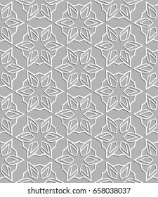 Seamless line pattern in arabian style, white and gray geometric background. Interlacing linear texture. Tribal ethnic ornament, arabic, indian, turkish decor