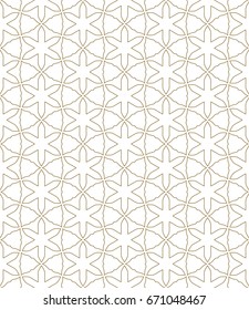 Seamless line pattern in arabian style, golden brown and white geometric background. Interlacing linear texture. Tribal ethnic ornament, arabic, indian, turkish decor