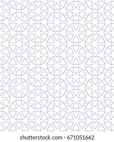 Seamless line pattern in arabian style, purple and white geometric background. Interlacing linear texture. Tribal ethnic ornament, arabic, indian, turkish decor