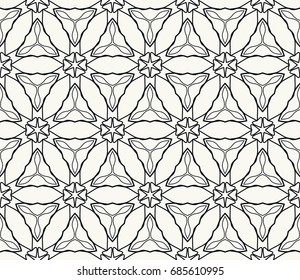 Seamless line pattern in arabian style. Monochrome graphic geometric background. Interlacing linear texture. Tribal ethnic ornament, arabic, indian, turkish decor