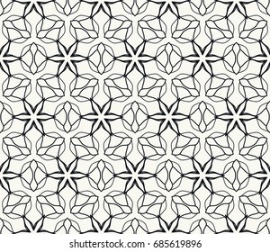 Seamless line pattern in arabian style. Monochrome graphic geometric background. Interlacing linear texture. Tribal ethnic ornament, arabic, indian, turkish decor