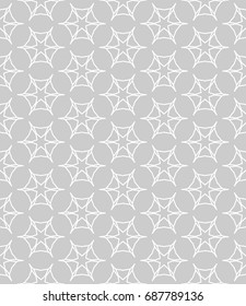 Seamless line pattern in arabian style, white and gray geometric background. Interlacing linear texture. Tribal ethnic ornament, arabic, indian, turkish decor