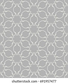 Seamless line pattern in arabian style, white and gray geometric background. Interlacing linear texture. Tribal ethnic ornament, arabic, indian, turkish decor