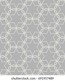 Seamless line pattern in arabian style, white and gray geometric background. Interlacing linear texture. Tribal ethnic ornament, arabic, indian, turkish decor