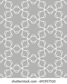 Seamless line pattern in arabian style, white and gray geometric background. Interlacing linear texture. Tribal ethnic ornament, arabic, indian, turkish decor