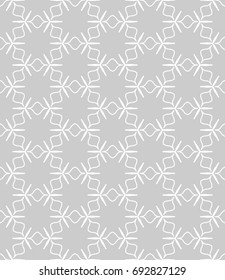 Seamless line pattern in arabian style, white and gray geometric background. Interlacing linear texture. Tribal ethnic ornament, arabic, indian, turkish decor