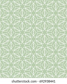 Seamless line pattern in arabian style, white and green geometric background. Interlacing linear texture. Tribal ethnic ornament, arabic, indian, turkish decor