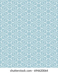 Seamless line pattern in arabian style, white and blue geometric background. Interlacing linear texture. Tribal ethnic ornament, arabic, indian, turkish decor