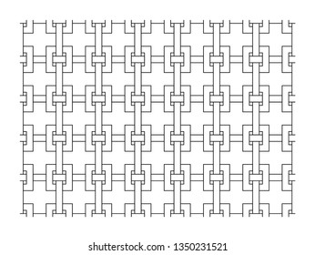 Seamless line pattern, black and white. Chain motifs.