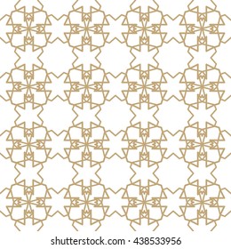 Seamless line pattern. Contemporary graphic design. Arabic, indian, turkish ornament, tribal ethnic background with endless texture. Geometric golden outline seamless pattern