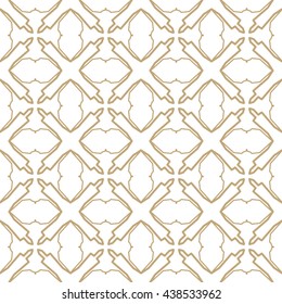 Seamless line pattern. Contemporary graphic design. Arabic, indian, turkish ornament, tribal ethnic background with endless texture. Geometric golden outline seamless pattern