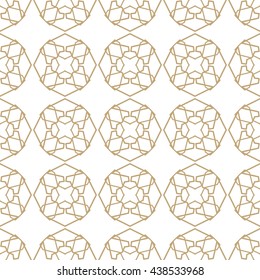 Seamless line pattern. Contemporary graphic design. Arabic, indian, turkish ornament, tribal ethnic background with endless texture. Geometric golden outline seamless pattern