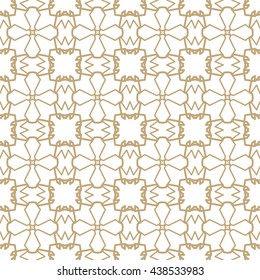 Seamless line pattern. Contemporary graphic design. Arabic, indian, turkish ornament, tribal ethnic background with endless texture. Geometric golden outline seamless pattern