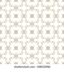 Seamless line pattern. Contemporary graphic design. Arabic, indian, turkish ornament, tribal ethnic background with endless texture. Geometric golden outline seamless pattern