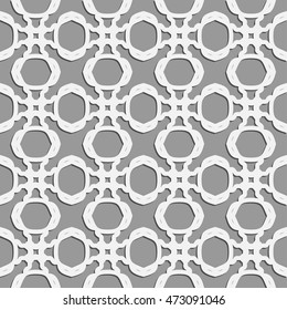 Seamless line pattern. Contemporary graphic design. Arabic, indian, turkish ornament, tribal ethnic monochrome background, white and gray