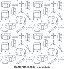 Seamless line pattern with drums. Flat design. Vector illustration