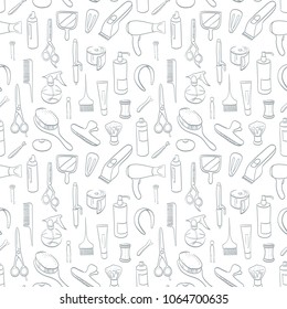 Seamless line pattern with hairdresser tools
