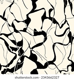 Seamless line pattern with hand drawn doodle background in black and white colors.