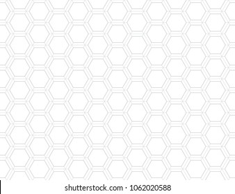 Seamless line pattern with hexagon. White background.