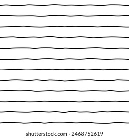 Seamless line pattern. Horizontal stripe. Black lines isolated on white background. Strips of a monochrome patern. Simple backdrop for prints design. Abstract texture. Liny tile. Vector illustration