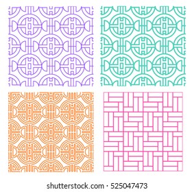 Seamless line pattern in modern Chinese style