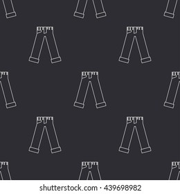 Seamless line pattern with monochrome vector icon wear - casual jeans. Vector illustration. Elements for design. Wear collection. Graphic texture for design , wallpaper. Rock style pattern. Jeans.