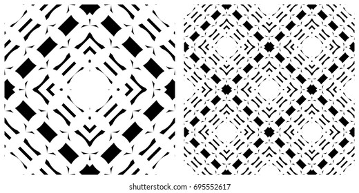 Seamless of line pattern on transparent background. Single pattern is shown in the left. The example of assembly seamless is shown in the right.  